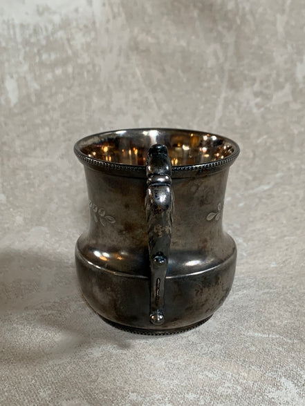 Monarch Silver Co. Triple Plate Victorian Christening Cup, Engraved Floral, Pattern 95