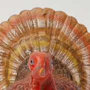 Vintage Thanksgiving Turkey Candle with Pumpkin, Hand-Painted Wax