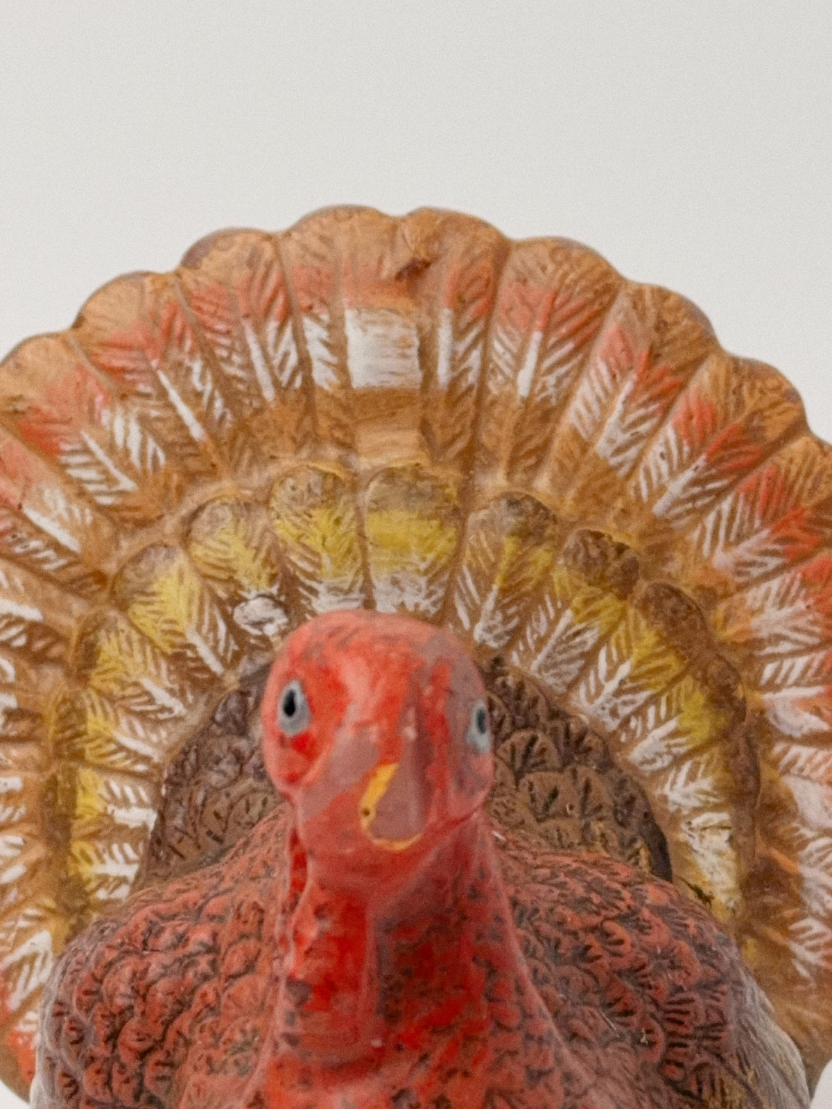 Vintage Thanksgiving Turkey Candle with Pumpkin, Hand-Painted Wax