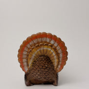 Vintage Thanksgiving Turkey Candle with Pumpkin, Hand-Painted Wax