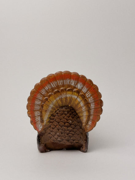 Vintage Thanksgiving Turkey Candle with Pumpkin, Hand-Painted Wax