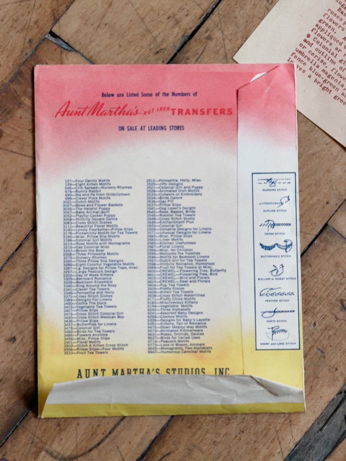 Vintage Aunt Martha's Hot Iron Transfer #3268 