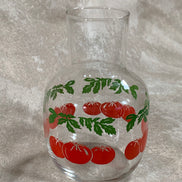 Mid-Century Clear Glass Tomato Carafe | Silk-Screened Decoration | c. 1950s–1960s