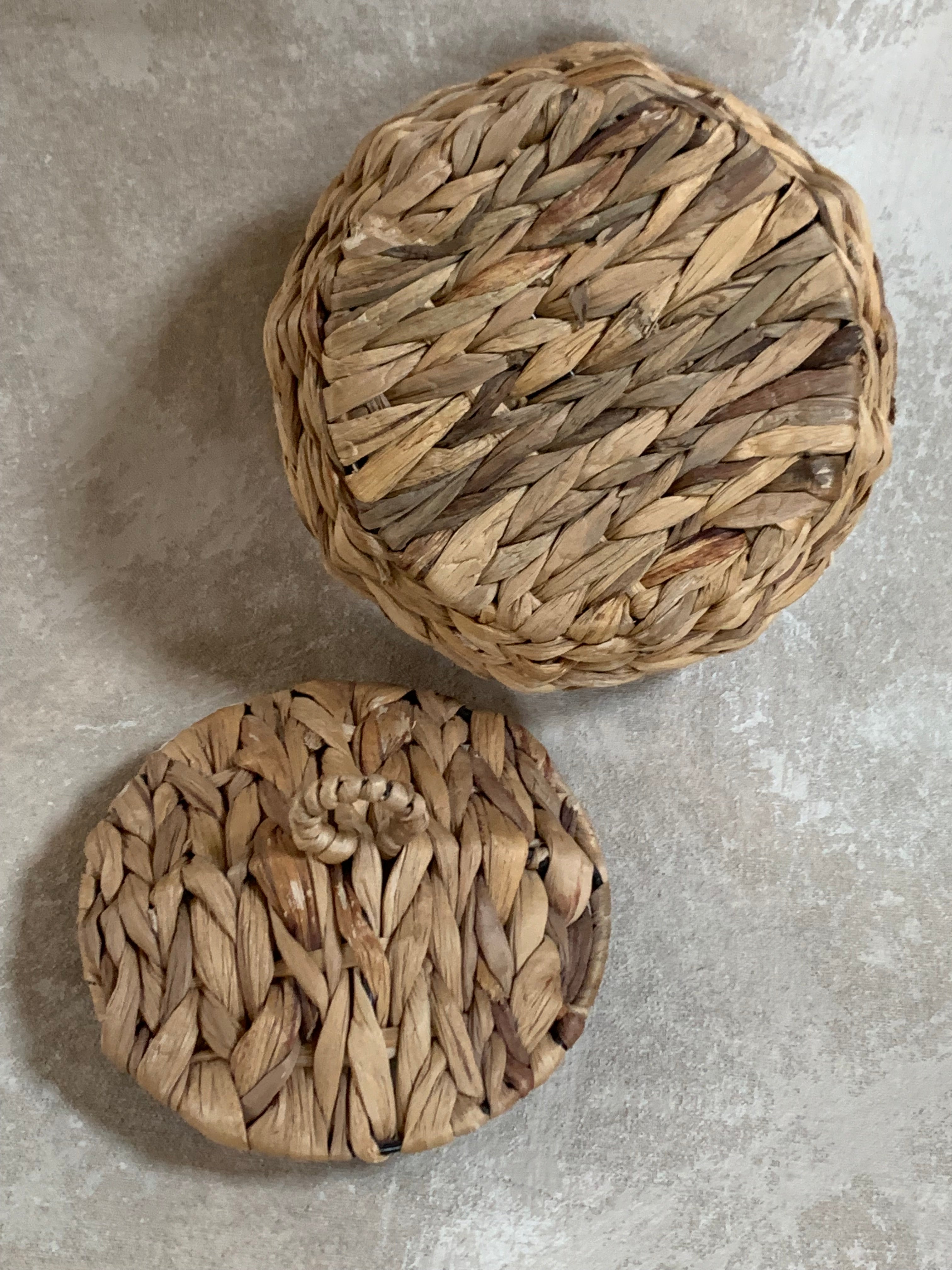 Water Hyacinth Coiled Lidded Basket, Southeast Asian Craft