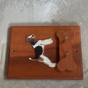 Rough-Coat Terrier Wall Hook Plaque | Bone-Shaped Double Peg Rail | Stoney Hill Sensations | Mudroom Decor