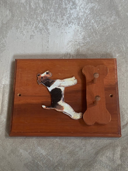 Rough-Coat Terrier Wall Hook Plaque | Bone-Shaped Double Peg Rail | Stoney Hill Sensations | Mudroom Decor