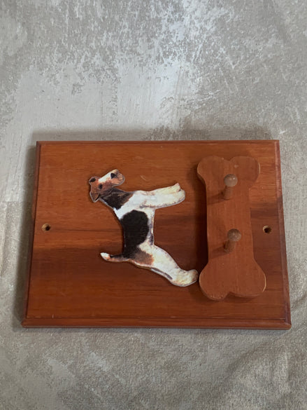 Rough-Coat Terrier Wall Hook Plaque | Bone-Shaped Double Peg Rail | Stoney Hill Sensations | Mudroom Decor