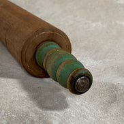 Teal-Handled Hardwood Rolling Pin