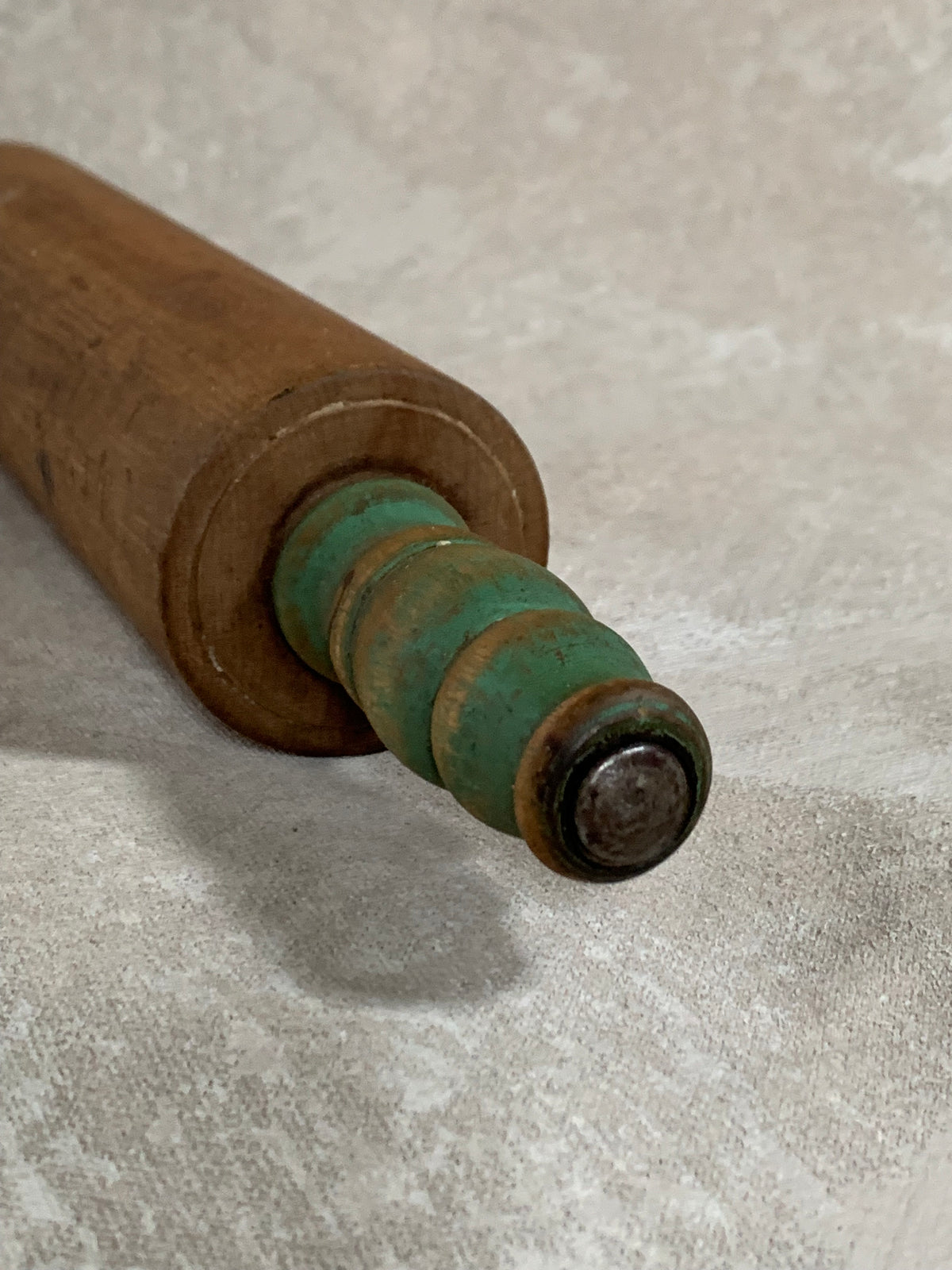 Teal-Handled Hardwood Rolling Pin