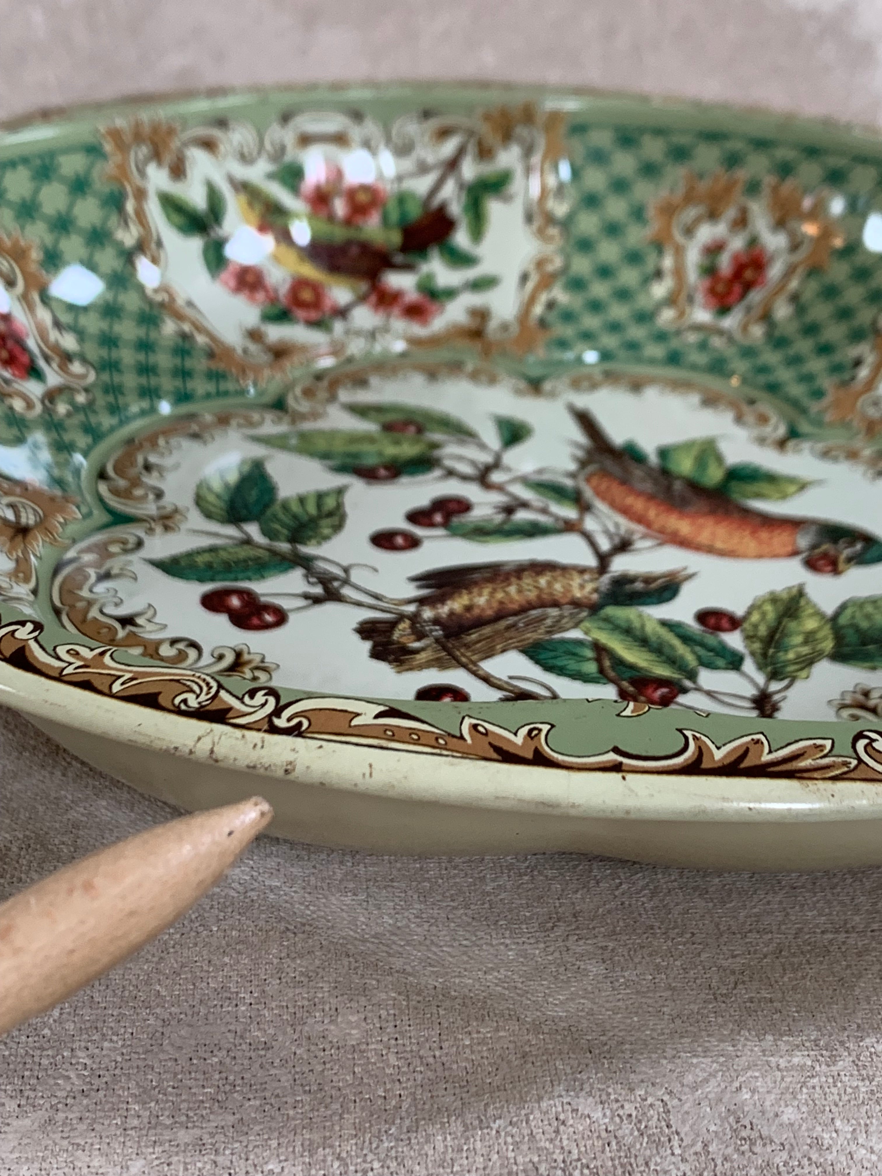 Daher Decorated Ware Bird and Cherry Tin Serving Tray, 1971