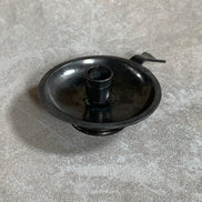 Antique Pewter Chamber Candlestick | Paddle Handle | Drip Tray | Struck Touch Mark | Taper Candle Holder | Colonial Style | American or English Pewter
