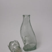 Mid-Century Style Figural Glass Cat Decanter, Green Tint, Made in Taiwan