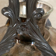 F.B. Rogers Silver Co. Gravy Boat on Rococo Warming Stand, Complete