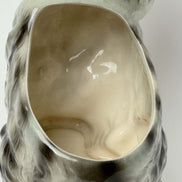 Vintage Ceramic Kitten Figurine with Glass Eyes, Gray and White