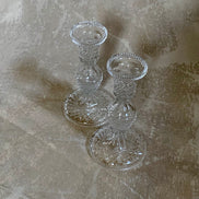 Close detail of acid-etched Waterford mark on Alana pattern candlestick base — Made in Ireland