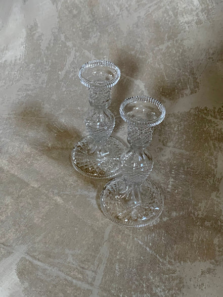 Close detail of acid-etched Waterford mark on Alana pattern candlestick base — Made in Ireland