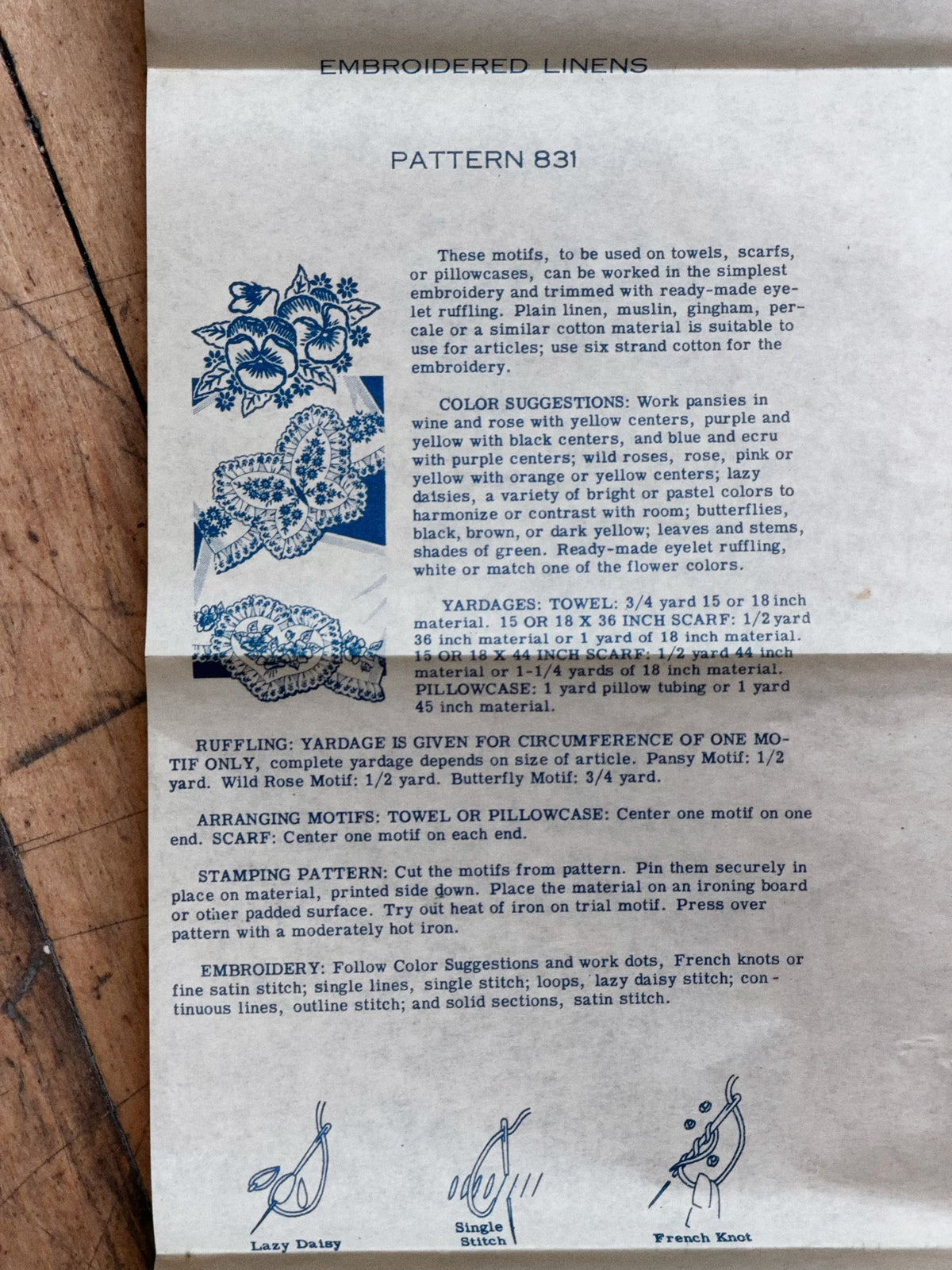 Vintage Hot Iron Transfer Pattern 831 