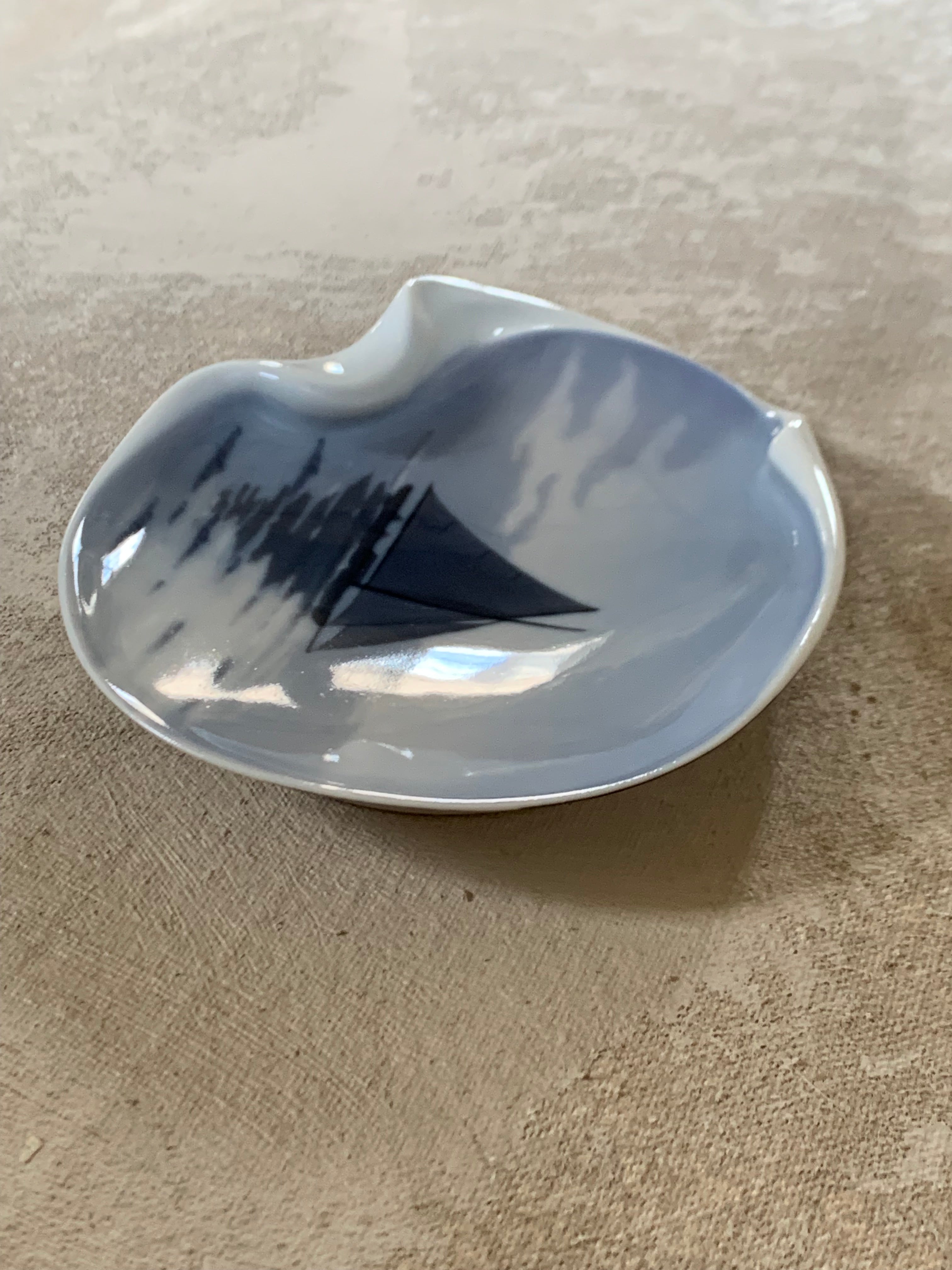 Bing & Grøndahl B&G Denmark Porcelain Trinket Dish | Sailboat Maritime Scene | Grisaille Underglaze | Made in Denmark | Model 474 | Danish Porcelain Collectible