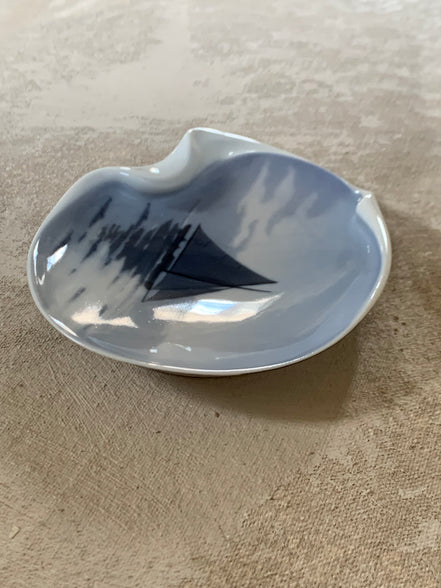 Bing & Grøndahl B&G Denmark Porcelain Trinket Dish | Sailboat Maritime Scene | Grisaille Underglaze | Made in Denmark | Model 474 | Danish Porcelain Collectible