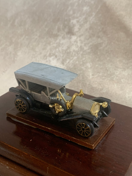 Edwardian Touring Car Miniature | Hinged Walnut Display Box | Felt-Lined | Brass Hardware | 1905–1915