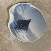 Bing & Grøndahl B&G Denmark Porcelain Trinket Dish | Sailboat Maritime Scene | Grisaille Underglaze | Made in Denmark | Model 474 | Danish Porcelain Collectible