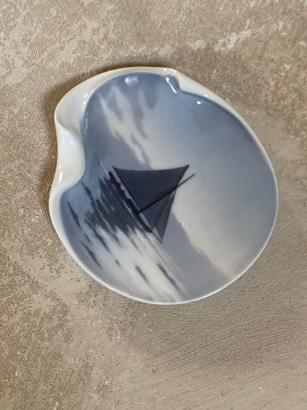 Bing & Grøndahl B&G Denmark Porcelain Trinket Dish | Sailboat Maritime Scene | Grisaille Underglaze | Made in Denmark | Model 474 | Danish Porcelain Collectible