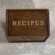 Vintage Japanese Export Wood Recipe Box | Patriotic Eagle & Stars | Gold Lettering | Made in Japan | 1950s–1960s | Mid-Century Kitchen