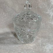 Cut Glass Lidded Candy Jar, Starburst Pattern, Mid-Century