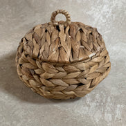 Water Hyacinth Coiled Lidded Basket, Southeast Asian Craft