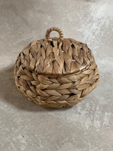 Water Hyacinth Coiled Lidded Basket, Southeast Asian Craft