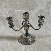 Cup bobeche detail on silver plate candelabra arm — Mid-Century American, 1940s–1960s