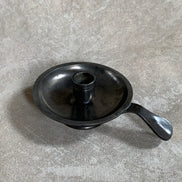 Antique Pewter Chamber Candlestick | Paddle Handle | Drip Tray | Struck Touch Mark | Taper Candle Holder | Colonial Style | American or English Pewter