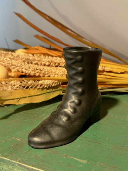 Black Ceramic Button-Up Ankle Boot Vase