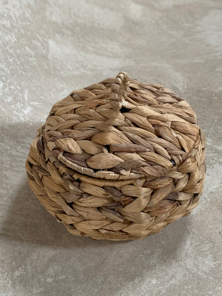 Water Hyacinth Coiled Lidded Basket, Southeast Asian Craft
