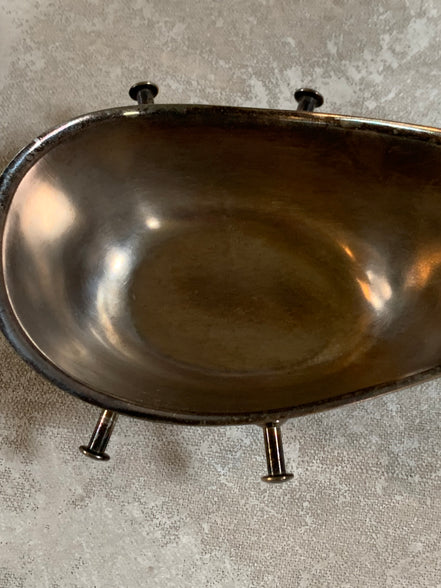 F.B. Rogers Silver Co. Gravy Boat on Rococo Warming Stand, Complete