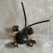 Hand-Fabricated Iron Rose Candleholder | Pillar Candle Spike | Tripod Bouquet Base | Wire-Wrapped Stem | Dark Patina | Folk Metalwork | Romantic Gothic Decor