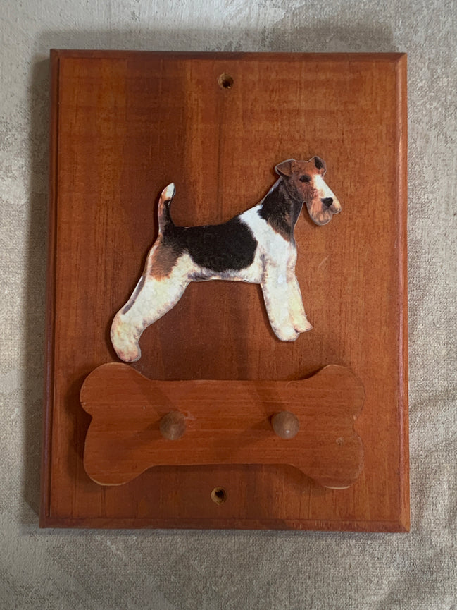 Rough-Coat Terrier Wall Hook Plaque | Bone-Shaped Double Peg Rail | Stoney Hill Sensations | Mudroom Decor