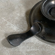 Antique Pewter Chamber Candlestick | Paddle Handle | Drip Tray | Struck Touch Mark | Taper Candle Holder | Colonial Style | American or English Pewter