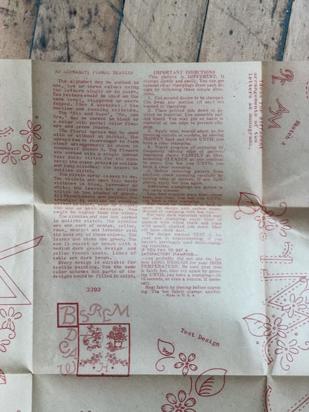 Vintage Aunt Martha's Hot Iron Transfer #3393 "Pillow Slips, Alphabet," His & Hers Monogram Embroidery Pattern