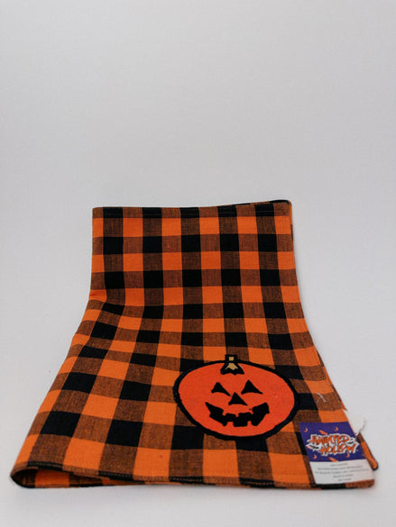 Orange and Black Buffalo Check Jack-o'-Lantern Placemats, Set of 6, New with Tags