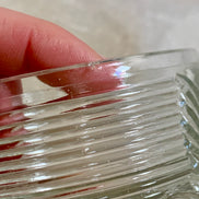 Scale reference of Art Deco pressed glass powder jar — vanity dresser box, 1925–1935