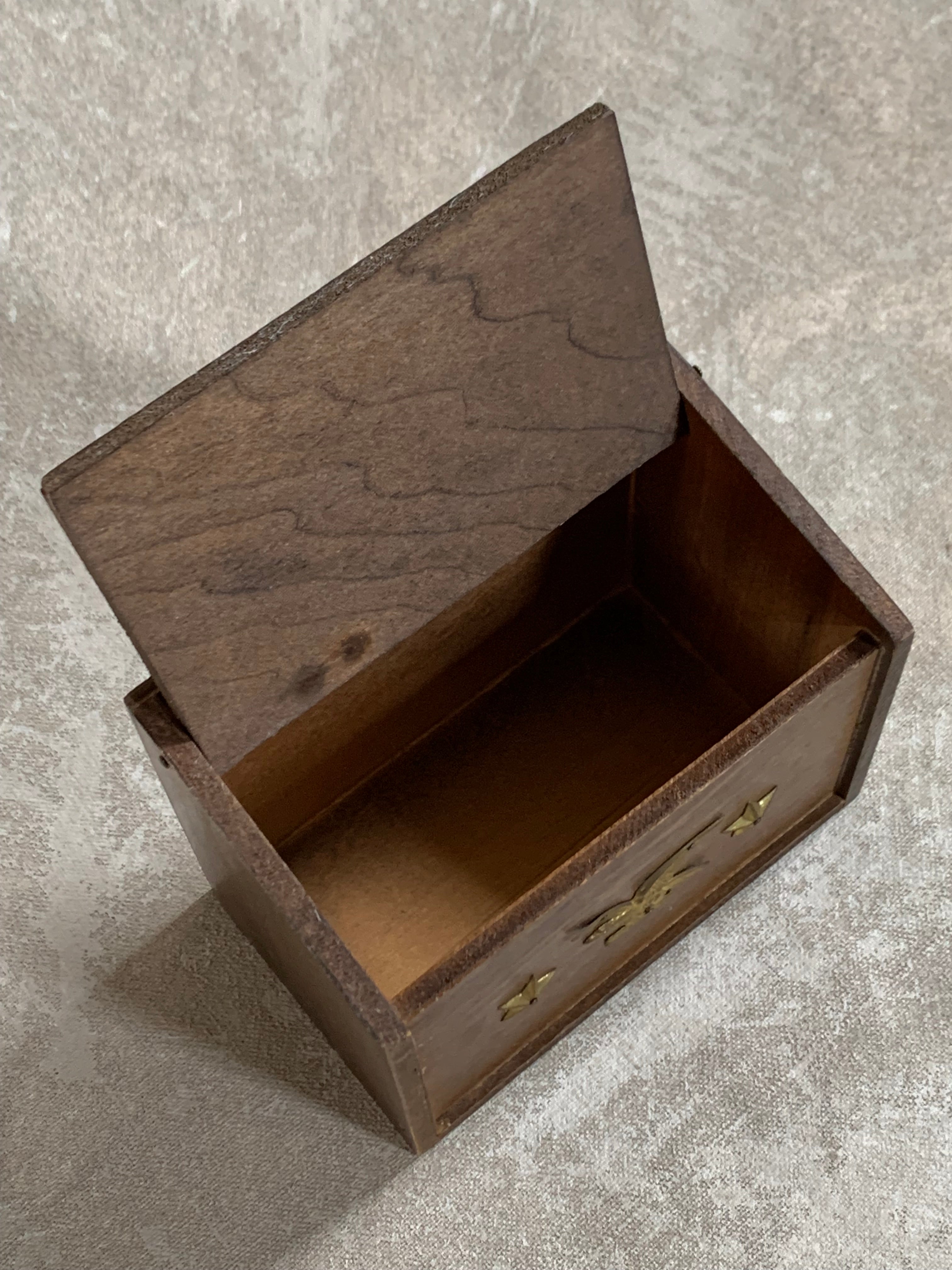 Vintage Japanese Export Wood Recipe Box | Patriotic Eagle & Stars | Gold Lettering | Made in Japan | 1950s–1960s | Mid-Century Kitchen