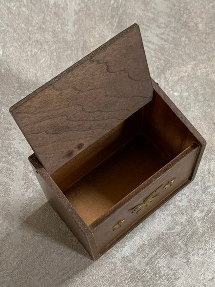 Vintage Japanese Export Wood Recipe Box | Patriotic Eagle & Stars | Gold Lettering | Made in Japan | 1950s–1960s | Mid-Century Kitchen