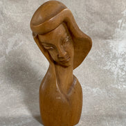Philippine Hand-Carved Hardwood Female Bust | Modigliani Influence | Manila, 1969