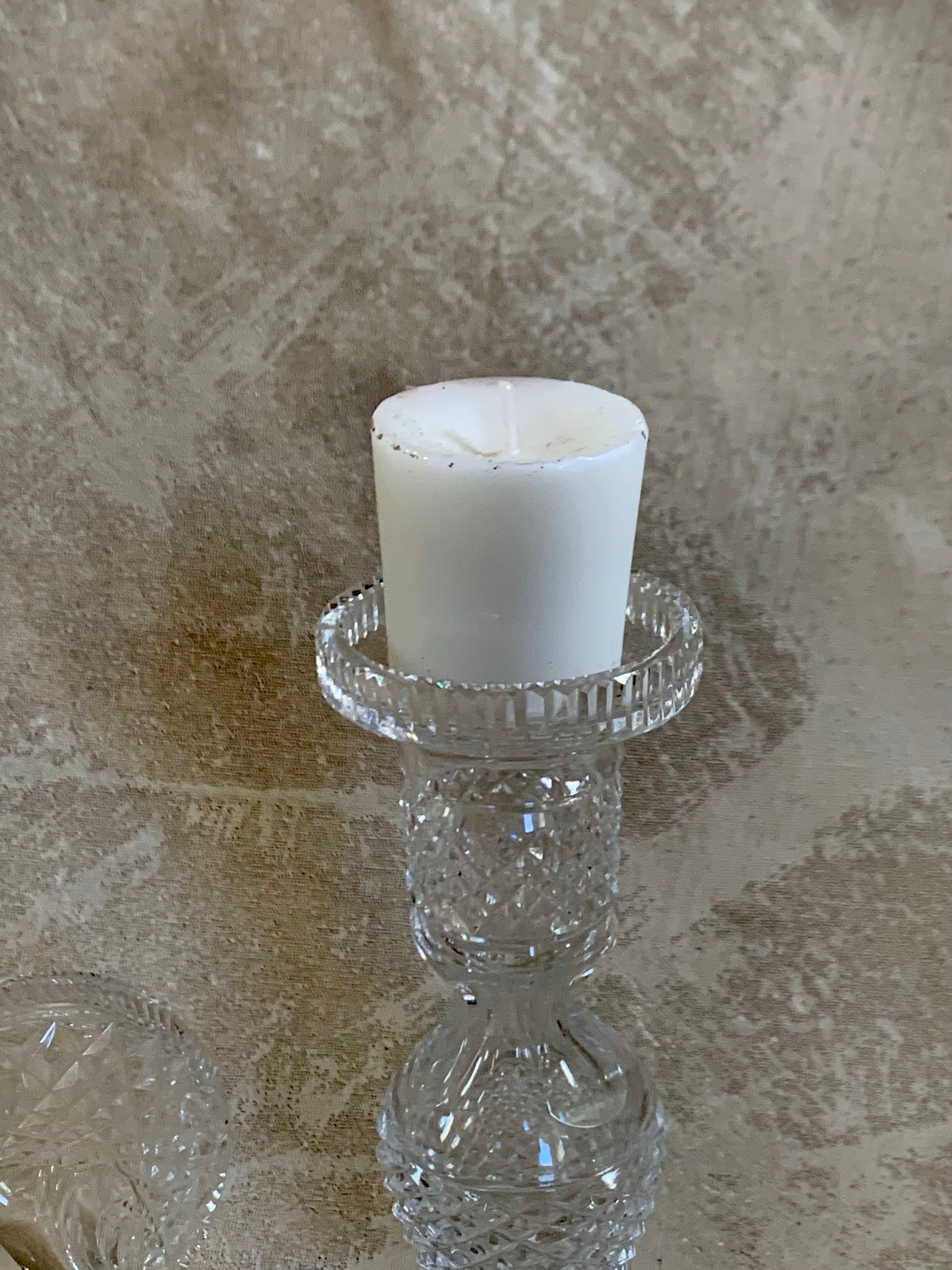 Waterford Crystal Alana pattern detail — crosshatch and diamond cut, acid-etched provenance mark