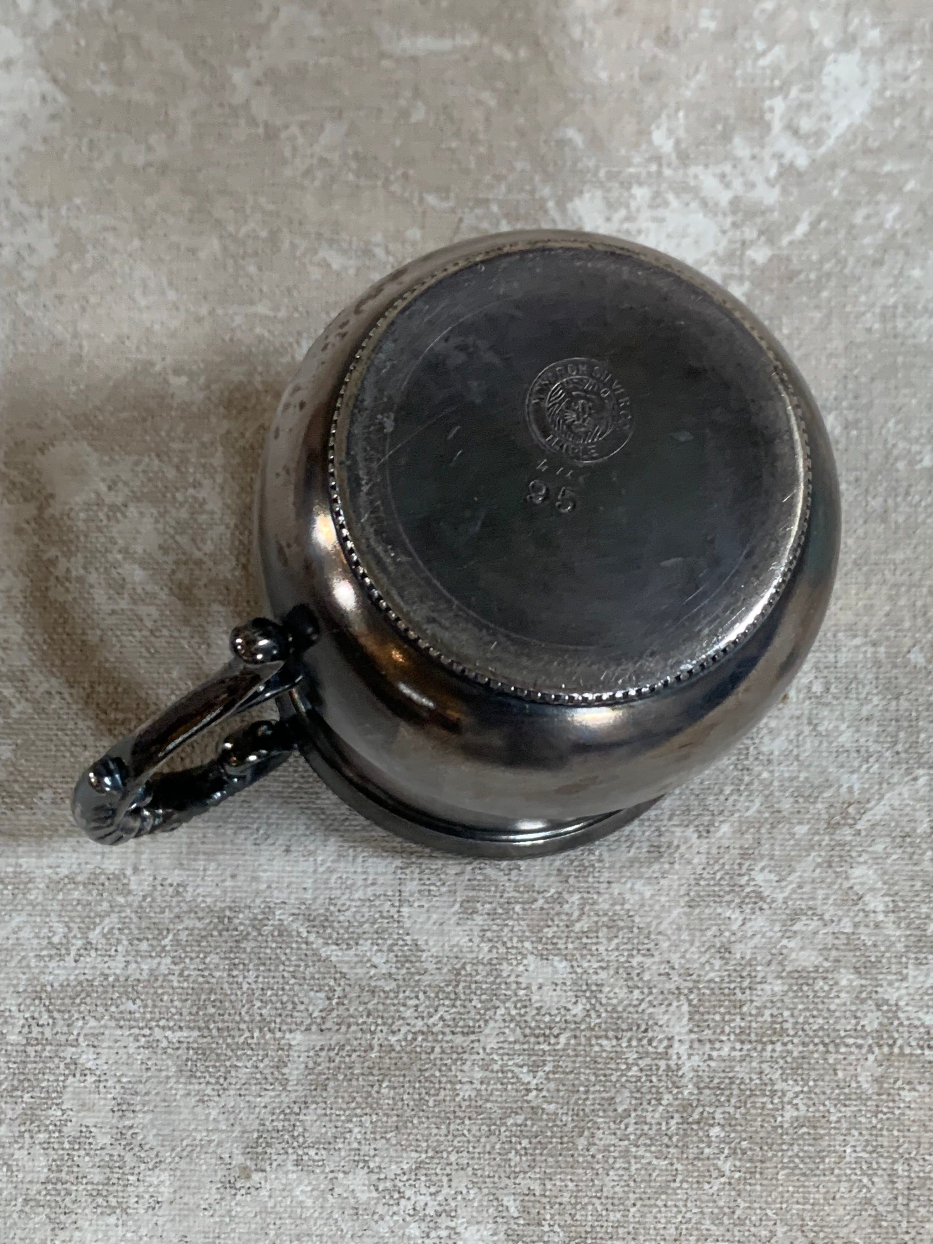 Monarch Silver Co. Triple Plate Victorian Christening Cup, Engraved Floral, Pattern 95