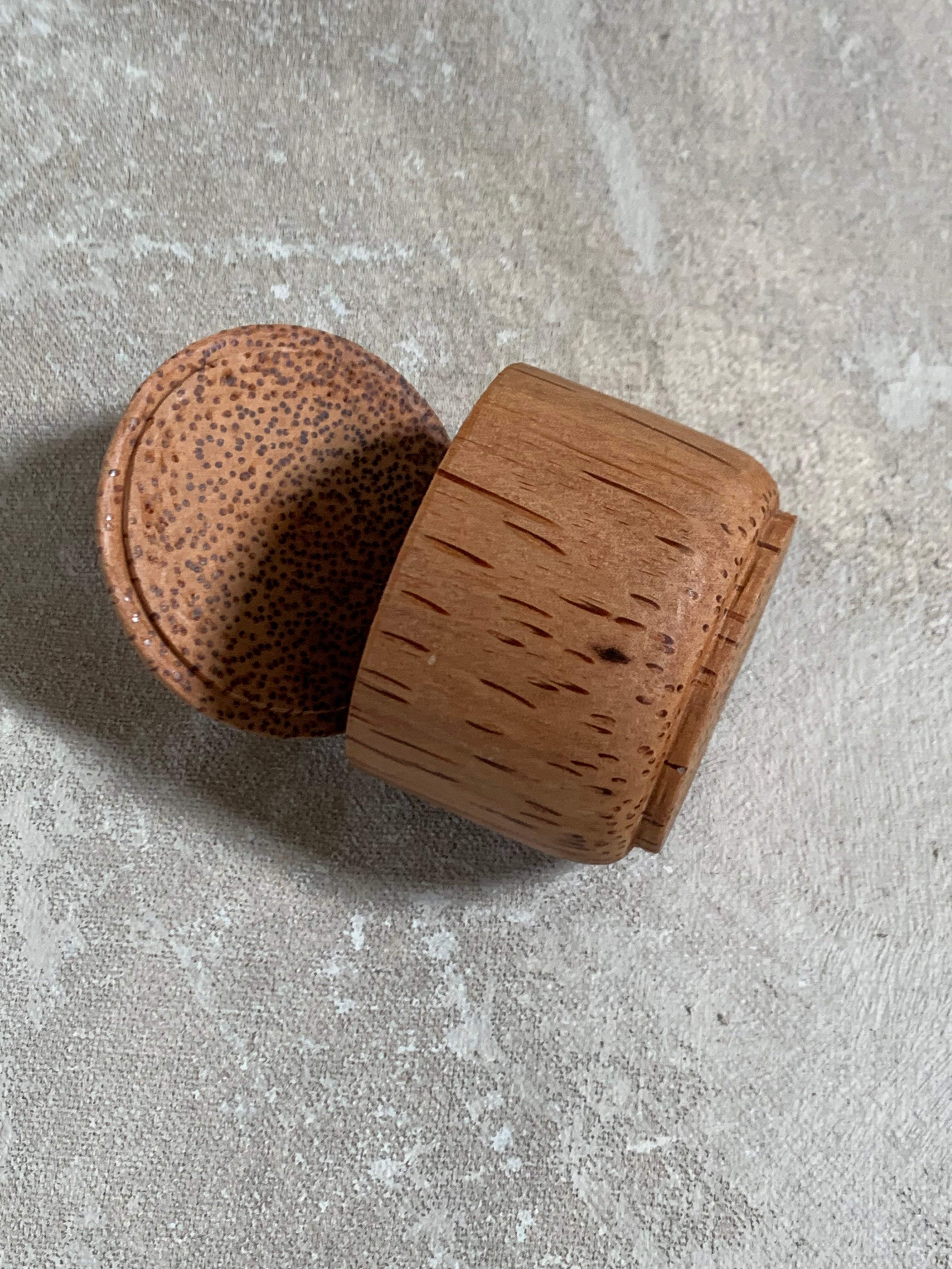 Coconut Palm Wood Turned Lidded Trinket Box | Natural Vascular Grain | Domed Lid | Folk Craft | Southeast Asia | Mid-Century | Vanity Jewelry Box