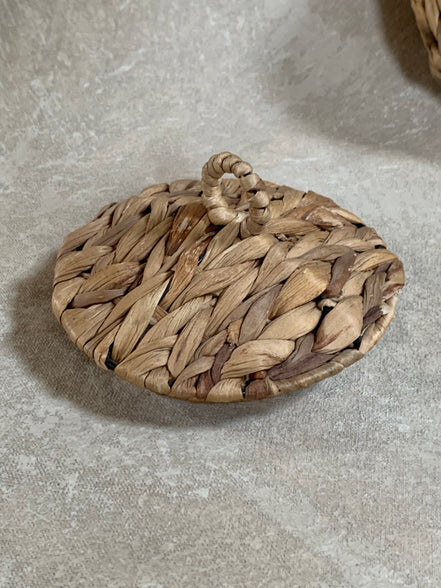 Water Hyacinth Coiled Lidded Basket, Southeast Asian Craft