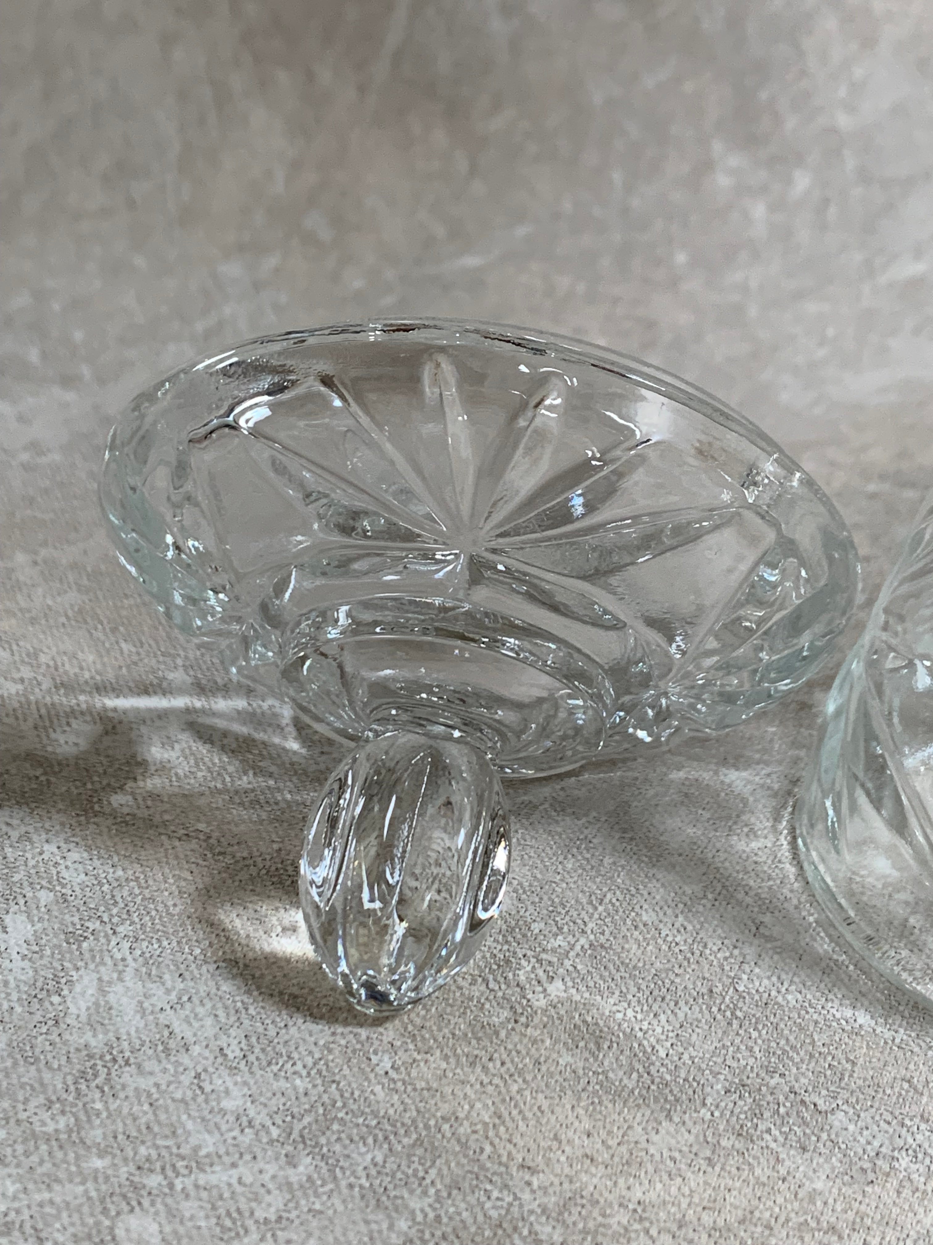 Cut Glass Lidded Candy Jar, Starburst Pattern, Mid-Century