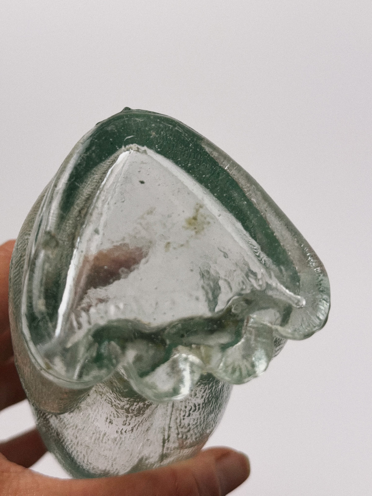 Mid-Century Style Figural Glass Cat Decanter, Green Tint, Made in Taiwan